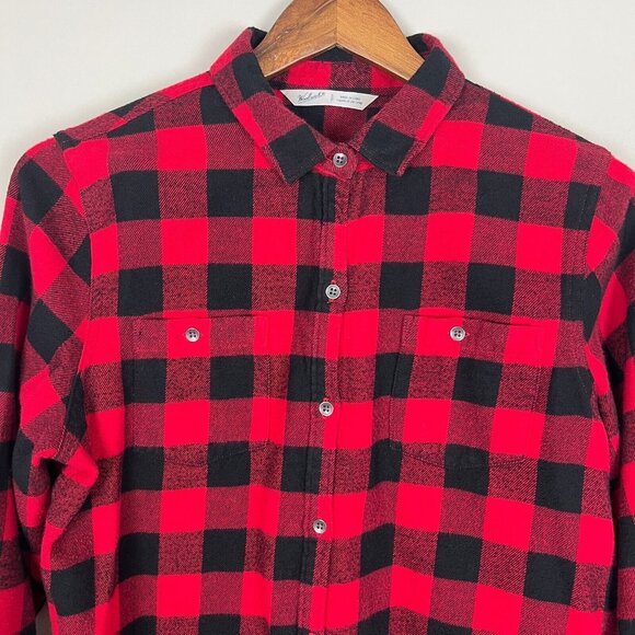 Woolrich Flannel Shirt Womens Small Red Black Plaid Button Up Buffalo Check Fall - Picture 3 of 10